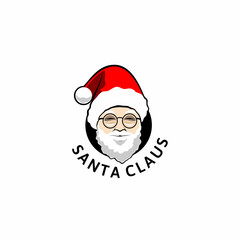 Santa Claus logo. Sinterklas head with red hat