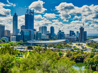Naklejka premium View of the Swan river and Perth City in Western Australia