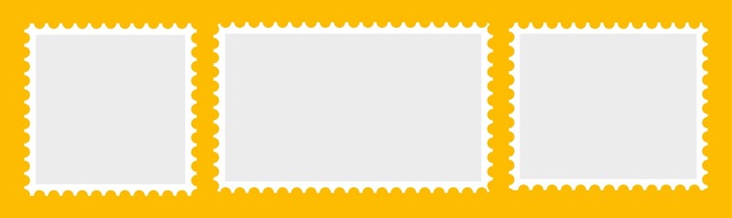 Postage stamp borders set vector illustration. Set of different postmark. Vintage postage stamps.