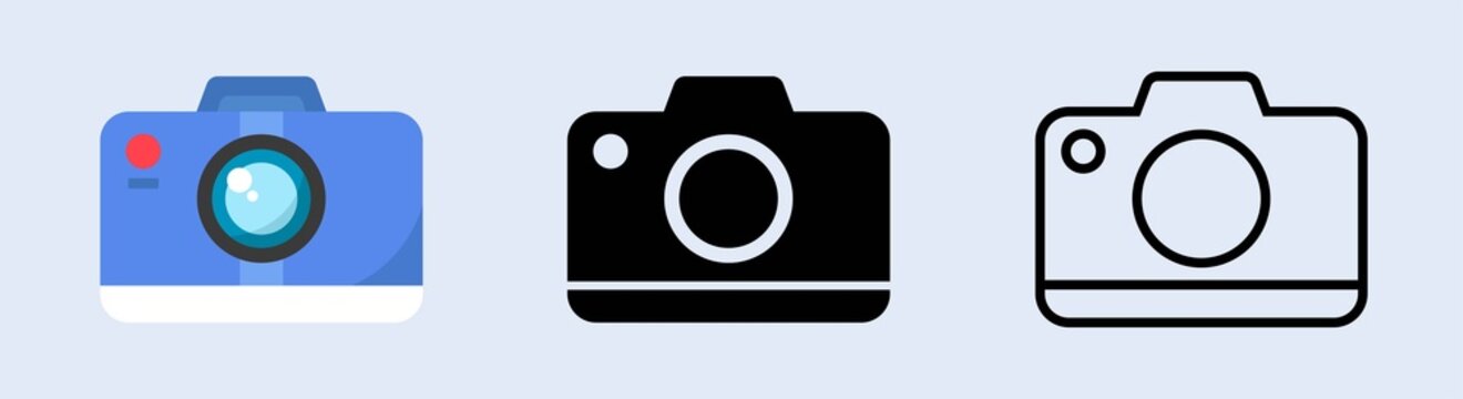 Camera icon set. Photo camera in flat style. Camera icon in trendy flat style.