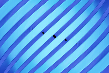 3d illustration of a stereo blue  strip . Geometric stripes similar to waves. Abstract   glowing crossing lines pattern