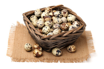 quail eggs on white background