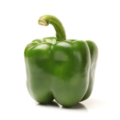 fresh green bell pepper (capsicum) on a white background