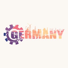 Fototapeta premium Gear with energy and power industrial icons and Germany country name.