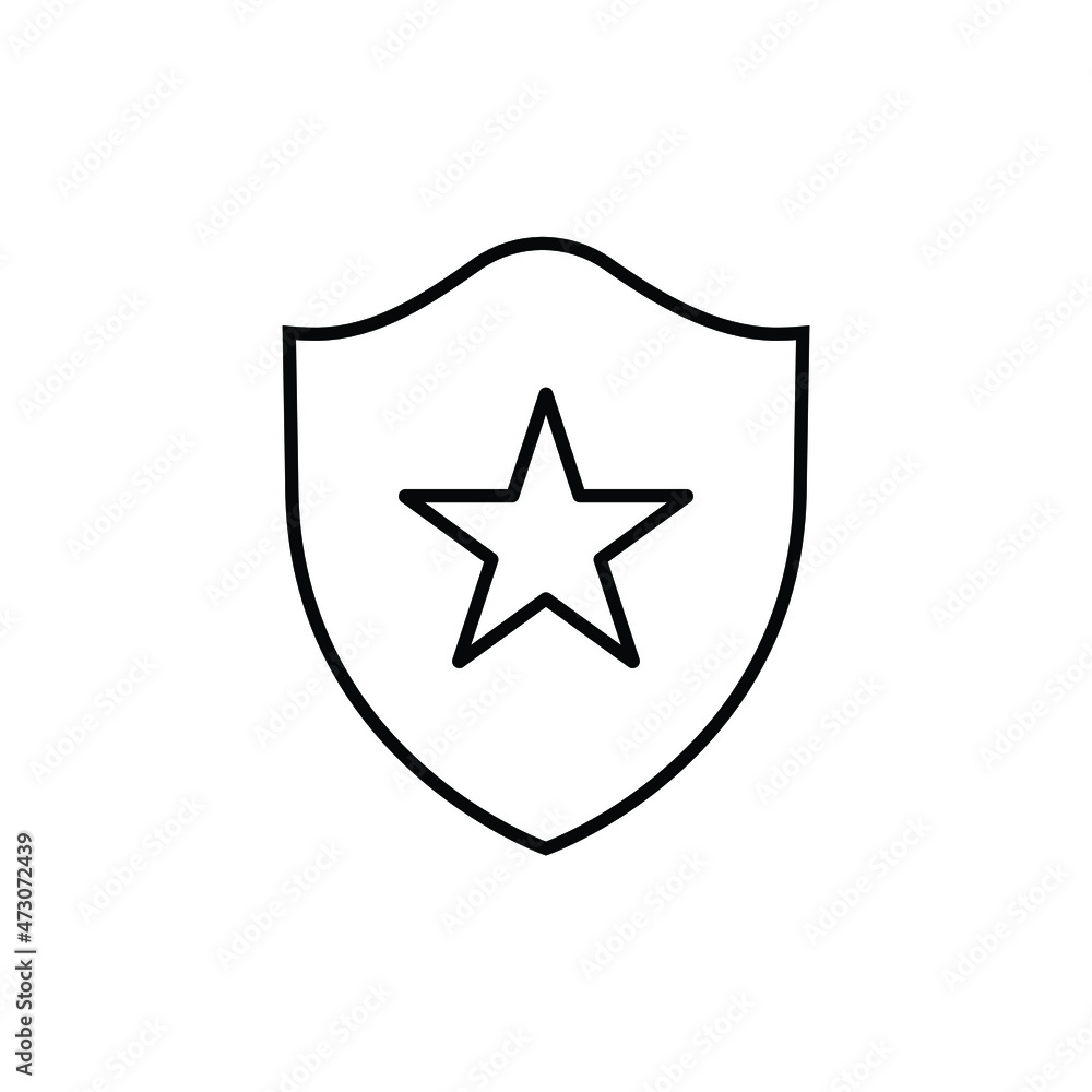 Poster star emblem in a shield shape. an icon related to victory, awarding, rating, etc. editable element f