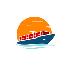 cargo boat icon, vector art