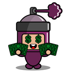 cartoon vector cute purple pilox spray mascot costume character holding banknote
