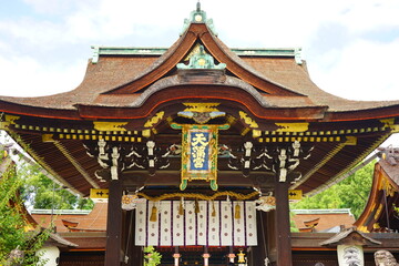 Sanko-mon Gate at Kitano Tenmangu Shrine in Kyoto, Japan - 日本 京都 北野天満宮 三光門	