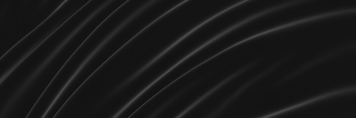 Abstract black wave background. Dark rippled cloth.