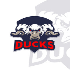 Three Duck mascot logo design illustration for sport, esport, gaming or team