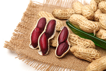Peanuts on white background