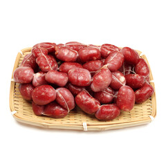 Mini sausages isolated on white background