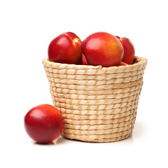 ripe peach on white background