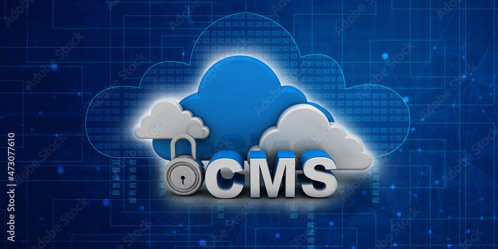 Poster 3d rendering cms cloud lock