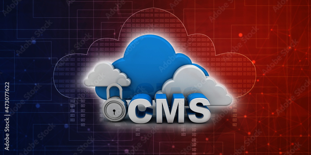 Aufkleber 3d rendering cms cloud lock