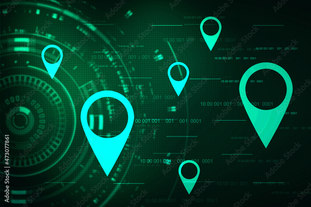 Poster 2d rendering map pointer illustration
