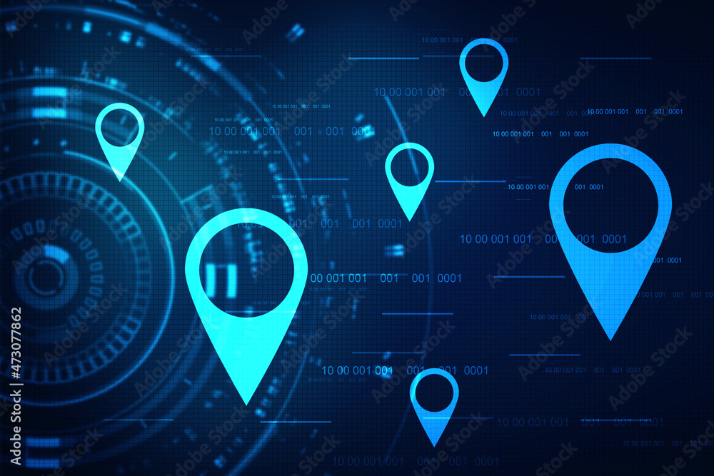 Poster 2d rendering map pointer illustration