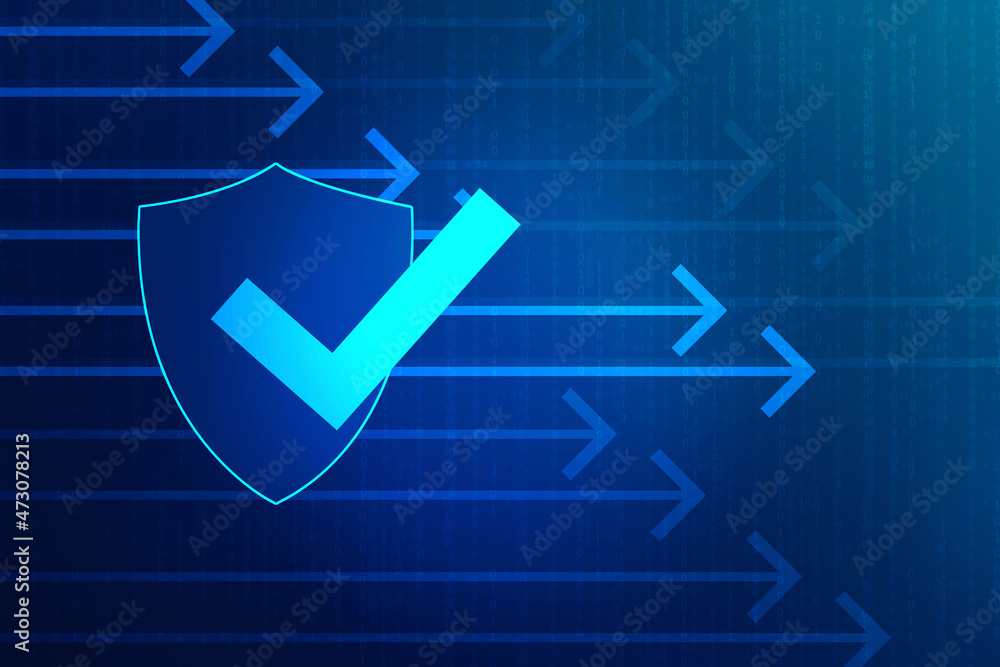 Poster 2d rendering tick mark over a shield surface