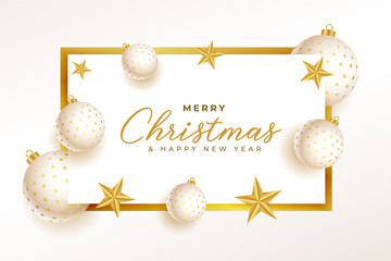 merry christmas white and golden greeting card design