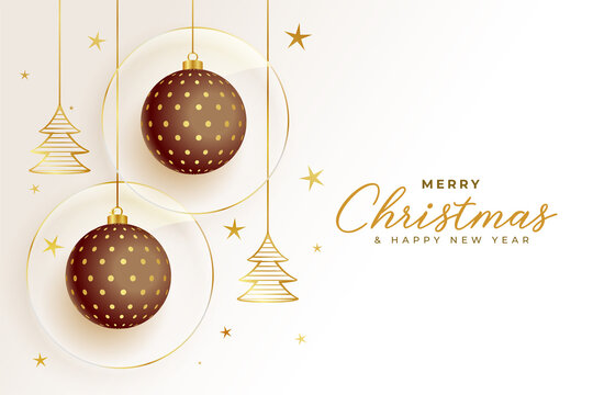 mery christmas and new year beautiful realistic greeting design