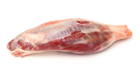 raw beef of leg on white background 