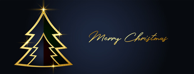 Obraz premium golden and black christmas tree festival banner