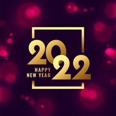 happy new year 2022 golden greeting on shiny bokeh background