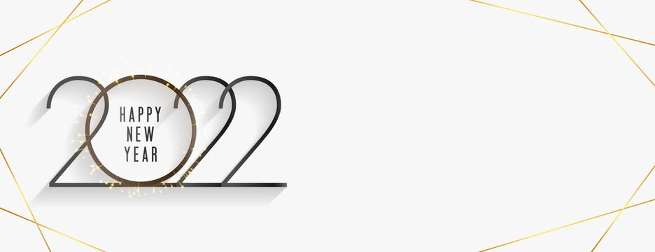 minimalist 2022 new year line style banner design