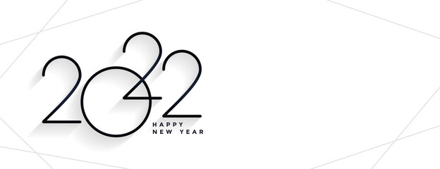 simple minimalist new year 2022 line style banner design - obrazy, fototapety, plakaty