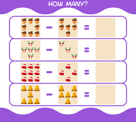 How many cartoon christmas. Counting game. Educational game for pre shool years kids and toddlers