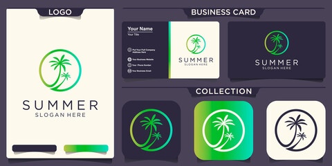 summer tree palm logo icon vector template