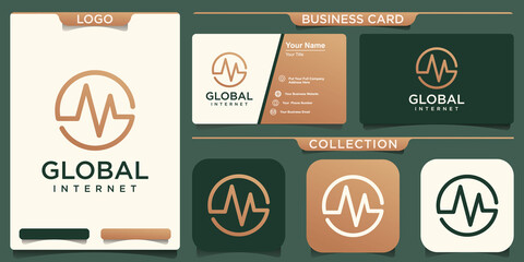 Naklejka premium global music logo design inspiration