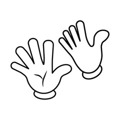 Cartoon hands gesture. Traditional cartoon white glove. Vector clip art illustration.Isolated on a blank background which can be edited and changed colors.