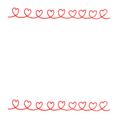 hearts frame border hand drawn doodle. vector, scandinavian, minimalism. card, invitation, valentine. love, wedding, anniversary, holiday.