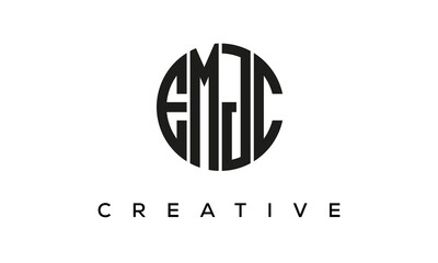 Letters EMJC creative circle logo design vector, 4 letters logo