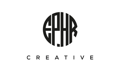 Letters EPHR creative circle logo design vector, 4 letters logo