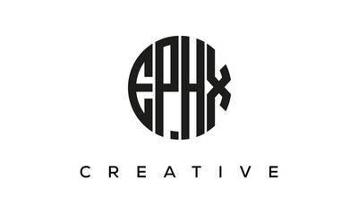 Letters EPHX creative circle logo design vector, 4 letters logo