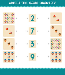 Match the same quantity of christmas. Counting game. Educational game for pre shool years kids and toddlers