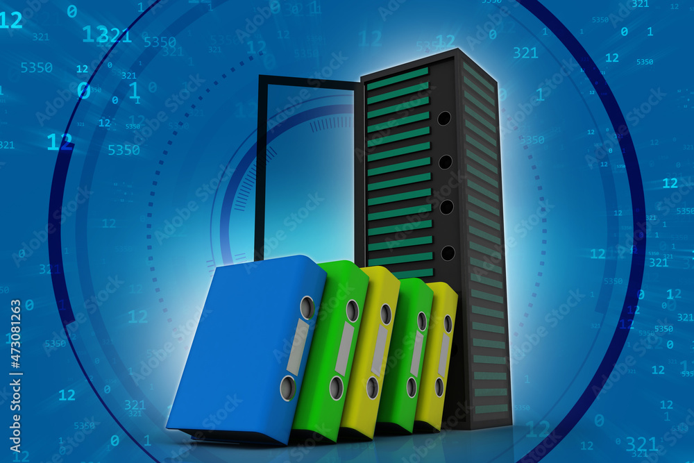 Poster 3d rendering office document binder storage server