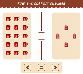 Find the correct answers of cartoon christmas. Searching and Counting game. Educational game for pre shool years kids and toddlers