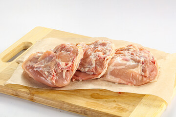 Raw chicken leg fillet uncooked