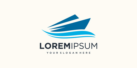 Modern speed boat logo design template