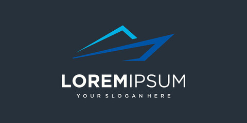 Creative Speed boat with waves element. Boat Logo Design Template Vector.