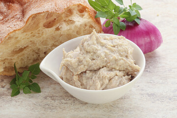 Jewish traditional cuisine herring mousse Forsmak