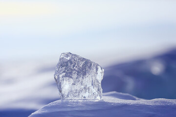 piece of ice baikal on ice, nature winter season crystal water transparent outdoor
