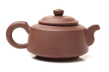 Ceramic teapot for brewing tea on white background 