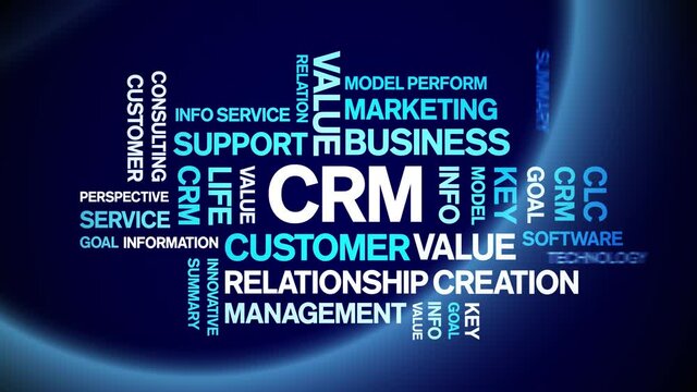 CRM animated tag word cloud;text design animation kinetic typography seamless loop.
