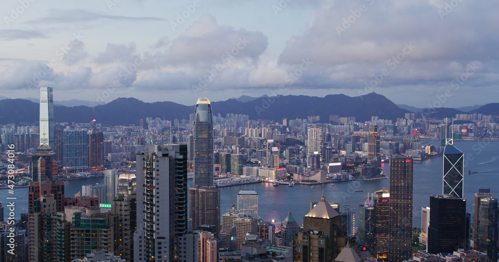 Wall mural Hong Kong city at night