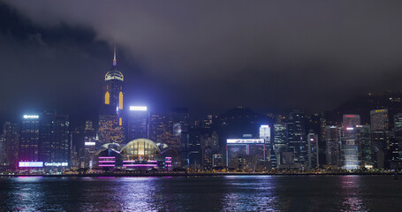 Naklejka premium Hong Kong city at night