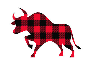 Red plaid pattern on animal clipart on white background